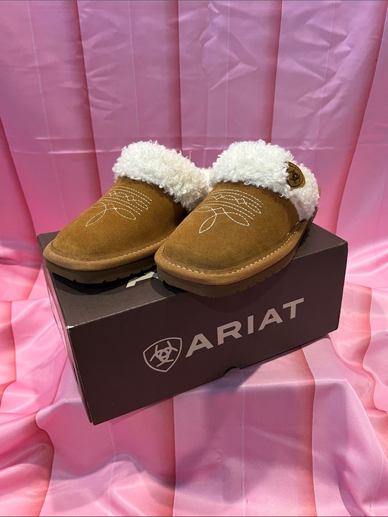 Ariat Shoes - Ariat Chestnut Suede Shearling Clog Mules